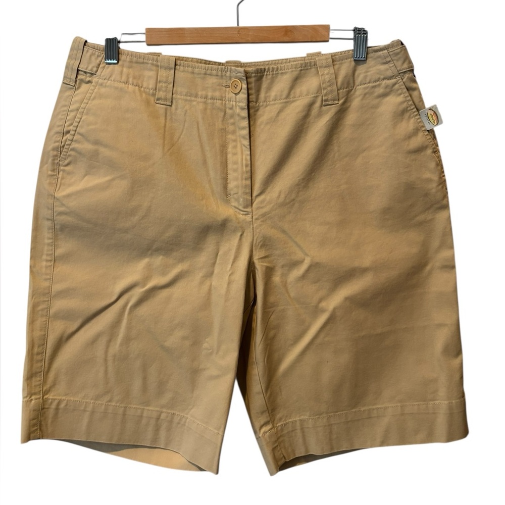 Talbots Petites Khaki Bermuda Shorts Size 16 Stretch Cotton NWT